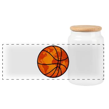 Basketball Weltkugel Globus Erdkugel Sport Shirt - Panorama Keksdose mit Holzdeckel - Weiß - Vorne
