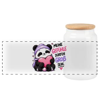 Panda Gefühle Groß Sein - Panorama Keksdose mit Holzdeckel - Weiß - Vorne