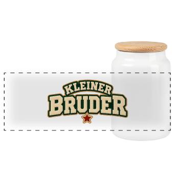 Kleiner Bruder Geschwistershirt - Panorama Keksdose mit Holzdeckel - Weiß - Vorne