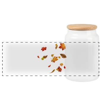 Herbstblätter - Bunt wirbelndes Laub - Panorama Keksdose mit Holzdeckel - Weiß - Vorne