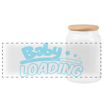 Baby Loading Logo in Sky Blue - Panorama Keksdose mit Holzdeckel - Weiß - Vorne