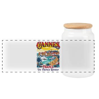 Retro Cannes France The French Riviera - Panorama Keksdose mit Holzdeckel - Weiß - Vorne