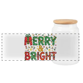 Fröhliche und helle Weihnachtsbeleuchtung - Panorama Keksdose mit Holzdeckel - Weiß - Vorne