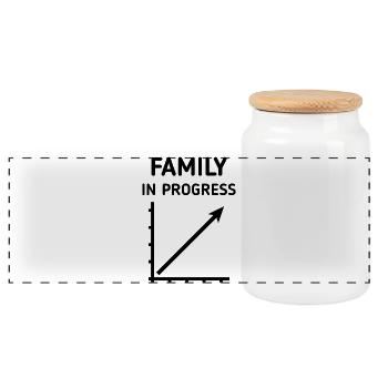 Family In Progress (Schwanger / Eltern / Black) - Panorama Keksdose mit Holzdeckel - Weiß - Vorne