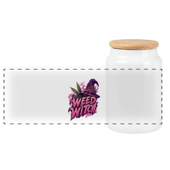 Weed Witch – Pink Edition - Panorama Keksdose mit Holzdeckel - Weiß - Vorne