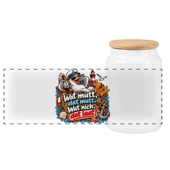 Wat mutt, datt mutt Nautik Clipart - Panorama Keksdose mit Holzdeckel - Weiß - Vorne