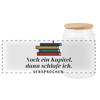 Noch ein Kapitel: Schlafdrama - Panorama Keksdose mit Holzdeckel - Weiß - Vorne