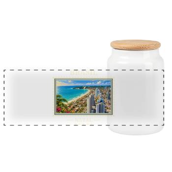 Brasilien Natal Vintage Reisemarke - Panorama Keksdose mit Holzdeckel - Weiß - Vorne