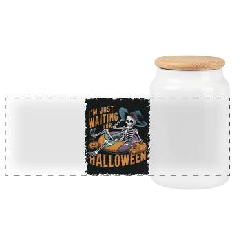 Ich Warte Nur Auf Halloween - Panorama Keksdose mit Holzdeckel - Weiß - Vorne