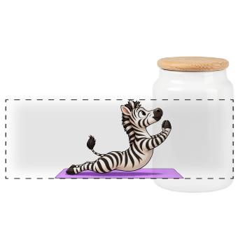 Süßes Zebra Cartoon Yoga Meditation Lustig - Panorama Keksdose mit Holzdeckel - Weiß - Vorne