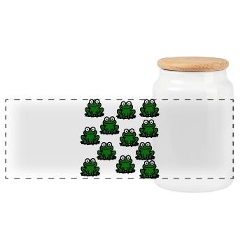 Frösche Lieblingstiere Geschenk - Panorama Keksdose mit Holzdeckel - Weiß - Vorne