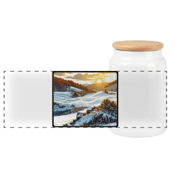 Wintersonnenaufgang in den Bergen - Panorama Keksdose mit Holzdeckel - Weiß - Vorne