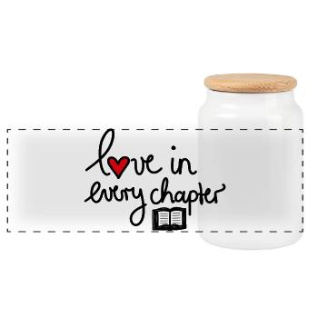 Love in Every Chapter – Design für Bücherliebe - Panorama Keksdose mit Holzdeckel - Weiß - Vorne