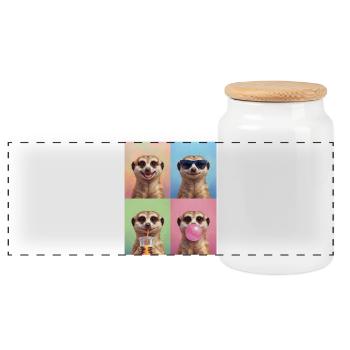 Meerkat Erdmännchen - Panorama Keksdose mit Holzdeckel - Weiß - Vorne
