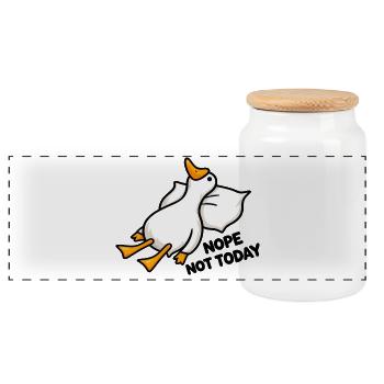 Nope Not Today – Lustige Ente mit Humor - Panorama Keksdose mit Holzdeckel - Weiß - Vorne