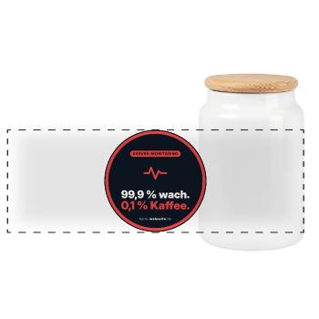 99,9 % Wach. 0,1 % Kaffee. Admin Shirt - Panorama Keksdose mit Holzdeckel - Weiß - Vorne