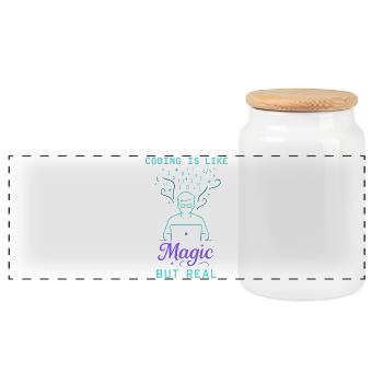 Coding Is Like Magic But Real - Panorama Keksdose mit Holzdeckel - Weiß - Vorne