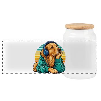 Golden Retriever Hundemama süße Haustierliebhaberin - Panorama Keksdose mit Holzdeckel - Weiß - Vorne