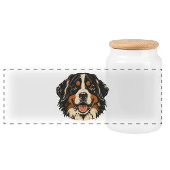 Alter-Berner Sennenhund - Panorama Keksdose mit Holzdeckel - Weiß - Vorne