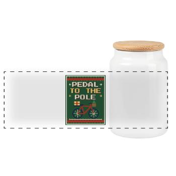 Pedal to the Pole – Rad-Weihnachtspullover - Panorama Keksdose mit Holzdeckel - Weiß - Vorne