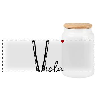 Viola-Bogen-Liebe - Panorama Keksdose mit Holzdeckel - Weiß - Vorne