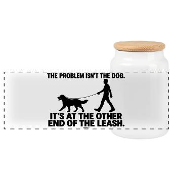 ODDROO – The Problem Isn't the Dog - Panorama Keksdose mit Holzdeckel - Weiß - Vorne