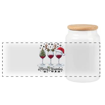 Frohe Weihnachten Weingläser Weihnachtsparty-Outfit - Panorama Keksdose mit Holzdeckel - Weiß - Vorne