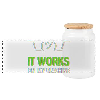 It Works On My Machine Programmierer IT Humor - Panorama Keksdose mit Holzdeckel - Weiß - Vorne