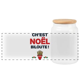 Ch'est Noël biloute – Humor ch'ti Nord - Panorama Keksdose mit Holzdeckel - Weiß - Vorne