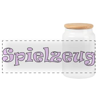 Spielzeug Schriftzug Frauen pink - Panorama Keksdose mit Holzdeckel - Weiß - Vorne