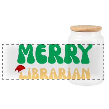Frohe Bibliothekarin Weihnachtspullover Buchliebhabergeschenk - Panorama Keksdose mit Holzdeckel - Weiß - Vorne