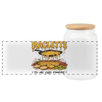 Raclette, Raclette-Fächer, geschmolzener Käse - Panorama Keksdose mit Holzdeckel - Weiß - Vorne
