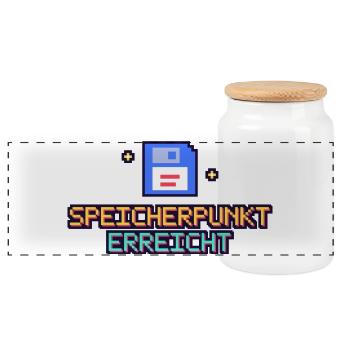 Floppy Pixel Speicherpunk - Panorama Keksdose mit Holzdeckel - Weiß - Vorne