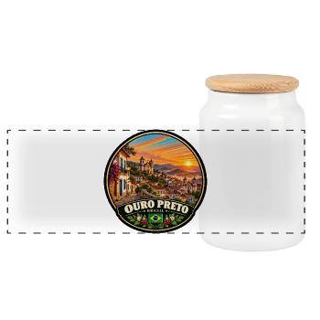 Ouro Preto Brasilien Stadt Landschaft Berge - Panorama Keksdose mit Holzdeckel - Weiß - Vorne