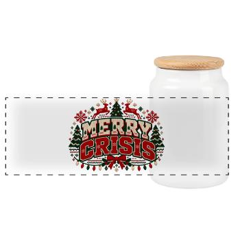 Merry Crisis – Ugly Christmas Sweater - Panorama Keksdose mit Holzdeckel - Weiß - Vorne