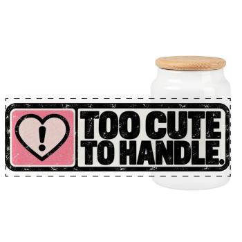 Too Cute to Handle – Cute Retro Heart - Panorama Keksdose mit Holzdeckel - Weiß - Vorne