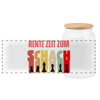 Rente Zeit Zum Schach Spruch - Panorama Keksdose mit Holzdeckel - Weiß - Vorne