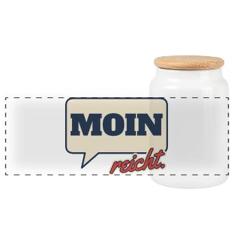 Moin reicht Norddeutsch Spruch - Panorama Keksdose mit Holzdeckel - Weiß - Vorne