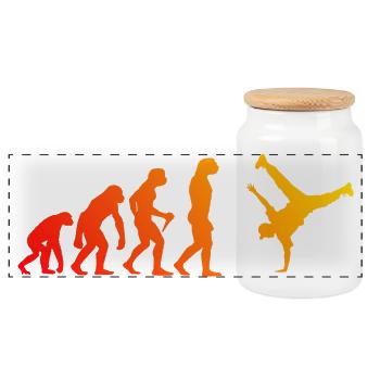Geschenkidee für einen Hip-Hop-Tänzer mit B-Boying - Panorama Keksdose mit Holzdeckel - Weiß - Vorne