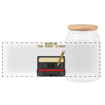 Spul The Good Times Retro Cassette 80s zurück - Panorama Keksdose mit Holzdeckel - Weiß - Vorne