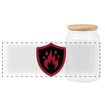 Feuer Flamme Schild Wappen - Panorama Keksdose mit Holzdeckel - Weiß - Vorne
