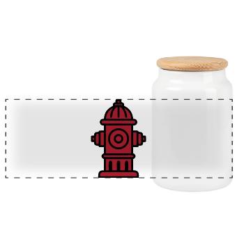 Feuerwehr Hydrant Icon - Panorama Keksdose mit Holzdeckel - Weiß - Vorne