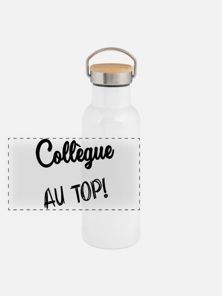 KOLLEGE - Panorama Thermosflasche mit Bambusdeckel - Weiß