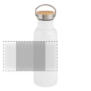 Quatrat in Grau - Panorama Thermosflasche mit Bambusdeckel - Weiß - Vorne
