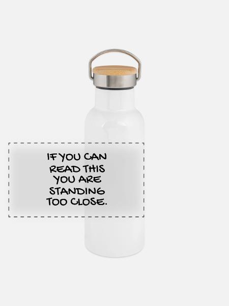 Mundschutz lustig Spruch - lustige Sprüche - Panorama Thermosflasche mit Bambusdeckel - Weiß - Vorne