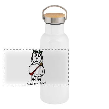 Latein ScHoF - Panorama Thermosflasche mit Bambusdeckel - Weiß - Vorne
