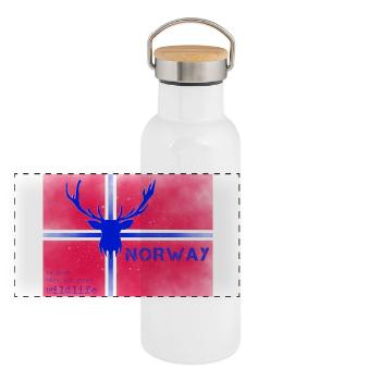 Norway wildlife - Panorama Thermosflasche mit Bambusdeckel - Weiß - Vorne