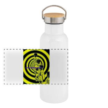 Spirals Neonfiguren-Silhouette - Panorama Thermosflasche mit Bambusdeckel - Weiß - Vorne