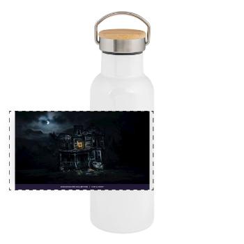 Nachtspuk-Haus Schattenlicht - Panorama Thermosflasche mit Bambusdeckel - Weiß - Vorne