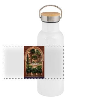 Andalusische Hofromantik - Panorama Thermosflasche mit Bambusdeckel - Weiß - Vorne